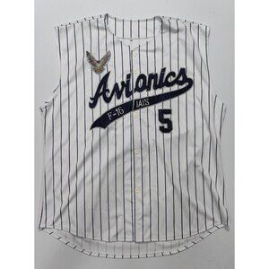 Avionics Men's White/Blue Striped #5 L Sparx Sleeveless Jersey Size XL